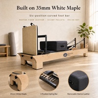 Queenlife Beige Holz-Lettino-Bett aus Holz für 2 Personen, kommerziell nutzbar, für Pilates-Reformer-Maschine in Studio/Gym