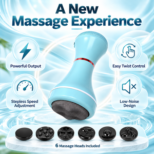 Masseur corporel portable chauffant à température constante avec vibrations et rotation pour le massage abdominal, doté de 6 têtes - Product Image 1