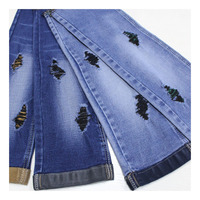 Tissu denim en sergé extensible de couleur jean, pas cher, vente en gros, 1/6