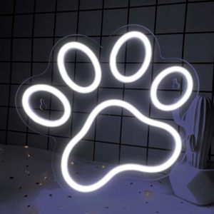 Signes néon LED chat chien mignon carlin chiens pattes lumières pour décoration murale alimenté par USB pour chambre à coucher décoration de chambre d'enfants - Product Image 2