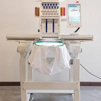 Nouvelle machine à broder informatisée à tête unique 1000-1200 tr/min pour usage domestique et commercial, broderie plate/vêtements/casquettes 9/12/15