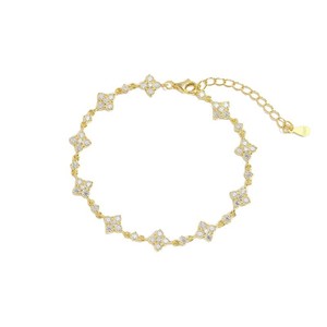 สร้อยข้อมือโมอิสซาไนต์ VVS1 สี D รับรองโดย GRA รูปใบโคลเวอร์สี่แฉก ปรับขนาดได้ ทอง 14K ชุบทองแดง สำหรับผู้หญิง - Product Image 6