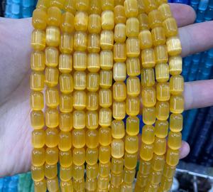 Perles de pierre œil de chat naturelle colorée de 8x11 mm pour la fabrication de bijoux - Product Image 2