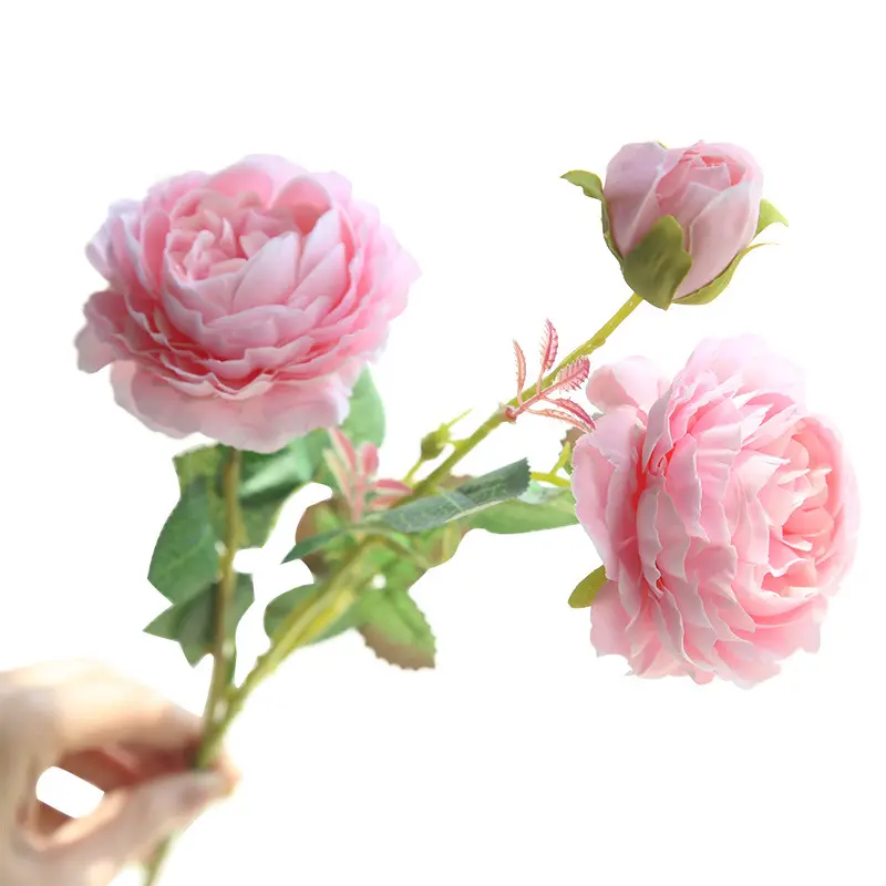 3 cabezas de flores artificiales, para boda flores de seda de peonía, decoraciones para el día de San Valentín, decoración de mesa para la habitación del hogar