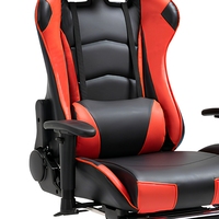 Chaise de bureau pour ordinateur, chaise de gaming style course, base en métal/nylon, accoudoirs en cuir PU, inclinable, traditionnelle