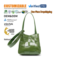 Sac fourre-tout en cuir véritable à carreaux tissés, deux poignées, ouverture supérieure, sac de voyage portable, matériau durable, style européen tendance