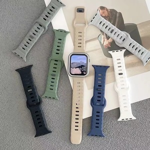 Bracelet de montre connectée respirant en silicone pour <span class=keywords><strong>Apple</strong></span> <span class=keywords><strong>Watch</strong></span> 11 10 9 8 7 6 5 4 3 2 1 Ultra 2 3, impression personnalisée du logo, OEM ODM - Product Image 1