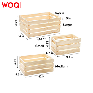 WOQI Caisses gigognes <span class=keywords><strong>en</strong></span> <span class=keywords><strong>bois</strong></span> de pin naturel avec poignées Panier de rangement décoratif <span class=keywords><strong>en</strong></span> <span class=keywords><strong>bois</strong></span> <span class=keywords><strong>pour</strong></span> l'artisanat <span class=keywords><strong>pour</strong></span> le stockage de style amoureux - Product Image 2