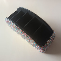 Support de télécommande en strass multi-emplacements, organiseur de bureau brillant pour télécommandes, téléphones et petits accessoires