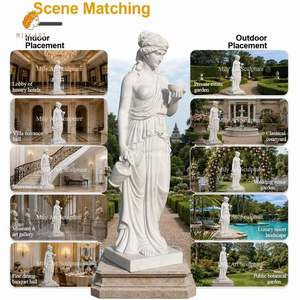 Statua di Hebe in Marmo a Grandezza Naturale, Scultura Greco-Romana Intagliata a Mano in Stile Classico per Giardini e Ville - Product Image 3