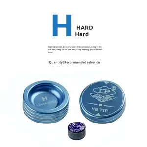 V8カスタムロゴ入り耐久性のあるレザーチップビリヤードキューアクセサリー-シングルレイヤー小型スヌーカースペシャルチップ14mm/10mm 1/2ロッドボックス - Product Image 3