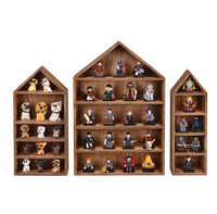 Étagère en bois en forme de maison à plusieurs compartiments, boîte de rangement et présentoir pour figurines miniatures
