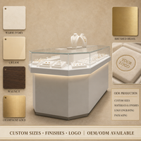 Vitrine à bijoux en verre large sur mesure avec éclairage LED, cadre en acier inoxydable, vitrine écologique pour magasin de détail