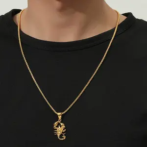 NUORO Exquisite Herren lange Anhänger Halskette Beste Schmuck Geschenke für Brüder Kreative Punk Scorpion Anhänger Halskette