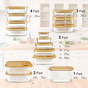 Pot de rangement hermétique pour céréales et aliments, empilable, sans BPA, 1,7 L, en plastique, avec couvercles en bambou et en silicone. - Product Image 6