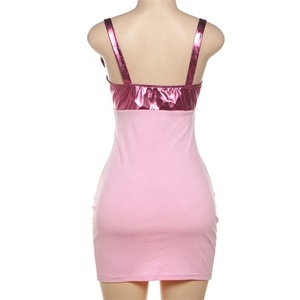 Summer <strong>Pink</strong> PU Patchwork Camisole <strong>Dress</strong> Party Club Outfits for Women 2024 <strong>Y2K</strong> Sexy Hollow Out Backless Bodycon Mini <strong>Dress</strong> - Product Image 6