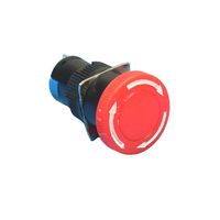 Bouton-poussoir d'arrêt d'urgence en forme de champignon rouge de 16 mm, à rotation pour déverrouiller, autobloquant, en plastique, pour contrôle industriel