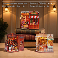 Kit de bibliothèque DIY Magic Book Nook, puzzle en bois 3D, maison de poupée miniature, modèle de construction, serre-livres avec meubles et lumière LED