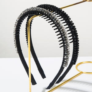 Bandeau antidérapant à dents en cristal Tissu de tension Design déformé Favorable aux cheveux pour le lavage du visage - Product Image 1