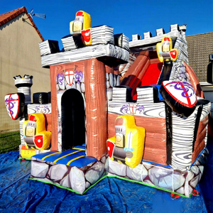 Château gonflable Camelot pour enfants, structure de jeux gonflable avec toboggan, château gonflable médiéval pour chevaliers - Product Image 1