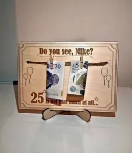 Birthday Money Gift Wood Personalised Birthday Money Holder Gift Wooden Gift Card