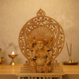 Figura de Diosa Hindú Tallada en Madera, Hecha a Mano, Ecológica, Decoración Religiosa para el Hogar, Coleccionable, Redonda, Independiente - Product Image 2