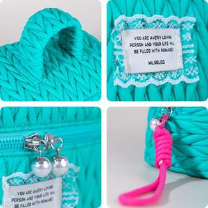 Trousse <span class=keywords><strong>de</strong></span> Maquillage <span class=keywords><strong>Femme</strong></span> Grande Capacité Colorée, Portable, en PU Imperméable, avec Design Plissé, Étui Cosmétique Léger et Tendance - Product Image 5