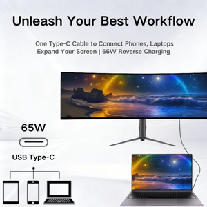 Monitor Curvo Profesional de 49 Pulgadas, Monitores 5k de 165hz, Pantalla de PC Ultra Ancha, Monitores de Juego HDR FreeSync G-SYNC para Trading - Product Image 4