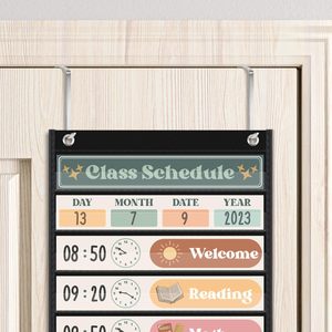 Tablero de Gestión del Tiempo Vertical de Tela para el Hogar y el Aula, con Horarios Diarios, para Preescolar hasta 6.º Grado, Negro - Product Image 4