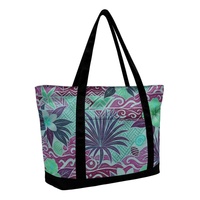 Sac de shopping en toile personnalisé à imprimé floral Hibiscus des Fidji avec fermeture éclair et longues poignées de transport