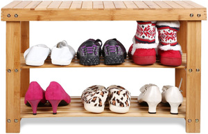 2022 Cabinet Bamboo <strong>Shoe</strong> Rack <strong>Bench</strong> With 2 Tiers Shelves Display <strong>Storage</strong> and Organizer for Bedroom, Entryway, <strong>Hallway</strong> - Product Image 5