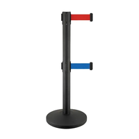 Exposition de musée de métro portable Barrière de ceinture noire Contrôle de foule Stanchion Poteaux de barrière rétractables avec double ceinture