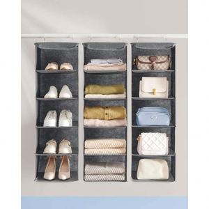 5 Compartments Non-woven Fabric Hanging Sweater Organizer Foldable <b>Wardrobe</b> Storage Bag for Clothes Home Closet Use - Product Image 5