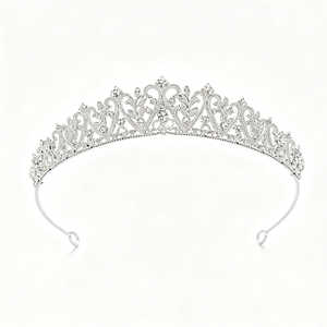 Vente en gros de diadèmes en cristal argenté de 5 designs différents, assortiment de coiffes de mariée en strass pour mariage et Quinceañera - Product Image 4