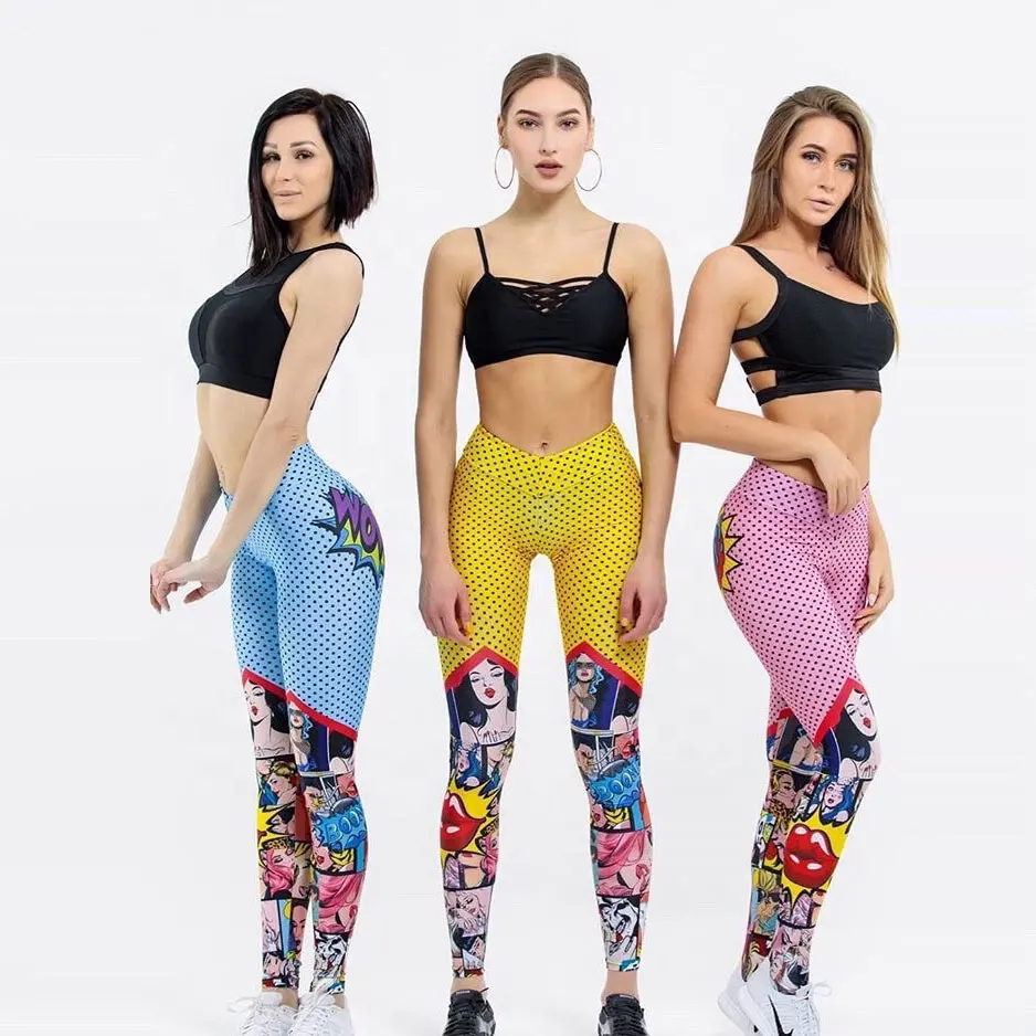 2022 Groothandel 3D Print Cartoon Yoga Leggings Broek Sport Vrouwen Fitness Sexy Custom Design Gym Workout Vrouwen Leggings