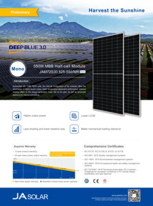Panel Solar JA Solar <span class=keywords><strong>JAM72S30</strong></span> 535mr, Panel Fotovoltaico de Media Celda MBB, 535w 540w 545w 550w, Precio para Sistema de Energía Solar - Product Image 2