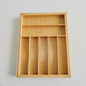 Caja organizadora telescópica de bambú con nueve compartimentos para cubiertos, organizador de cajones para cuchillos, vajilla y almacenamiento de escritorio. - Product Image 4