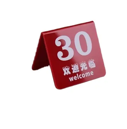 2023 Clear Lucite Table Number Holder Acrílico Sign Holder Number Display Board para restaurante