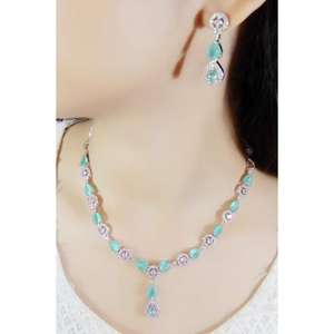 Gold Plated AD Stone Choker <b>Necklace</b> <b>Set</b> with Maangtikka | Best <b>Wedding</b> Jewelry for <b>Wedding</b> Engagement and Anniversary - Product Image 2