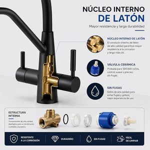 <span class=keywords><strong>Rubinetto</strong></span> da <span class=keywords><strong>Cucina</strong></span> a 3 Vie per Osmosi (Moderno, Cromato) |   Acqua Calda e Fredda |   Acqua Purificata |   Latone massiccio |   Compatibile con l'osmosi - Product Image 4