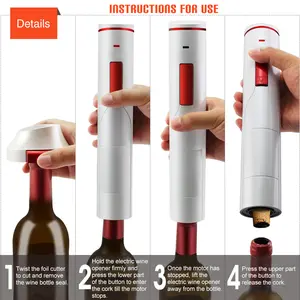 Promotional Gifts Items Gadgets Round Electric Kit Bottle Opener Bestseller Waiters Corkscrew Set With Stand Wine Opener