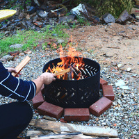 Brasero rond en métal portable pour le camping en plein air, pour jardin, feu de joie, fête, chauffage extérieur avec fonction de combustion du bois