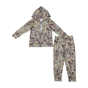 New Arrival Hunting Camo Zipper <b>Hoodie</b> Long Sleeve Pants Set for <b>Toddler</b> Boys Wholesale Easter Season Sleepwear Boutique - Product Image 1