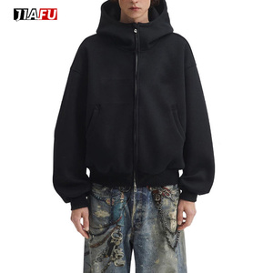 Pesi massimi uomo Streetwear personalizzato ricamo in bianco inverno di alta qualità dolcevita con Zip atletico felpe con cappuccio ampio per gli uomini - Product Image 2