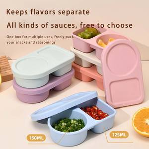 漏れ防止シリコン弁当箱 食品保存容器 シリコンスナック容器 再利用可能なシリコンランチボックス ポータブルスナックボックス - Product Image 1