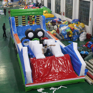 Parcours d'obstacles gonflable JUNAO, <span class=keywords><strong>barrière</strong></span> <span class=keywords><strong>de</strong></span> jeu sur terre, utilisation commerciale, PVC écologique, technologie <span class=keywords><strong>de</strong></span> double couture, 10 personnes - Product Image 4