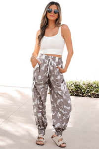 Western Cowboy Boot Cactus Print Jogger Harem Pants <strong>Women</strong> Drawstring Waist <strong>Cargo</strong> Pocket <strong>Cuffed</strong> Trousers Casual Wear - Product Image 4