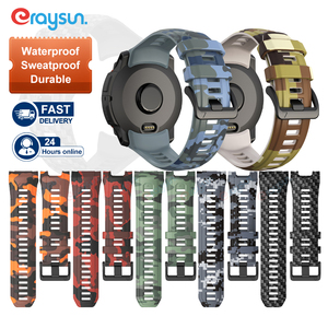 Eraysun Bracelet de montre imprimé camouflage 22mm 26mm pour Garmin Instinct 3 Bracelet de montre souple en <span class=keywords><strong>caoutchouc</strong></span> sport réglable étanche - Product Image 1