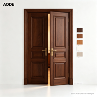 Porte intérieure AODE Classic en noyer foncé à double battant, finition laiton antique, grand modèle élégant pour villa