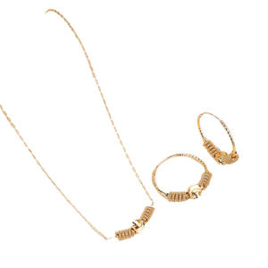 Joyería para Niñas a Bajo Precio con Baño de Oro Real de Pakistán y Nigeria, Conjunto de Joyería Africana, Aretes Huggie, Collar de Cadena - Product Image 6